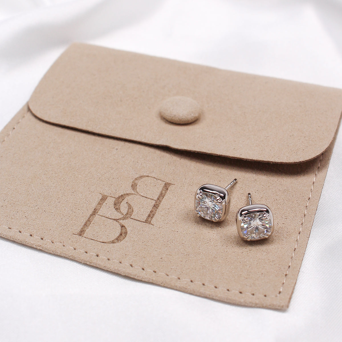 ROUND BEZEL MOISSANITE EARRINGS SILVER - Black & Bloom