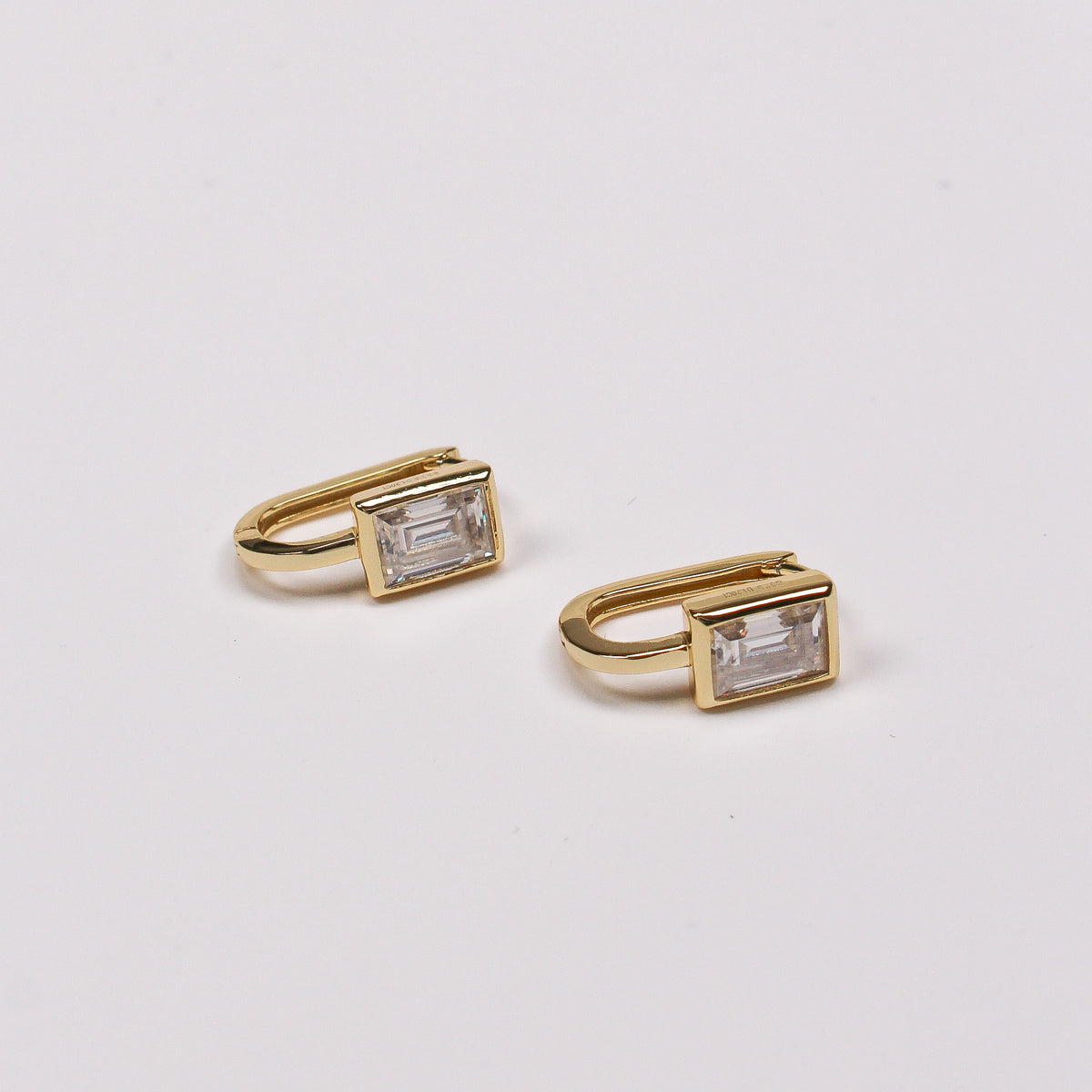EMERALD HOOP MOISSANITE EARRINGS GOLD - Black & Bloom