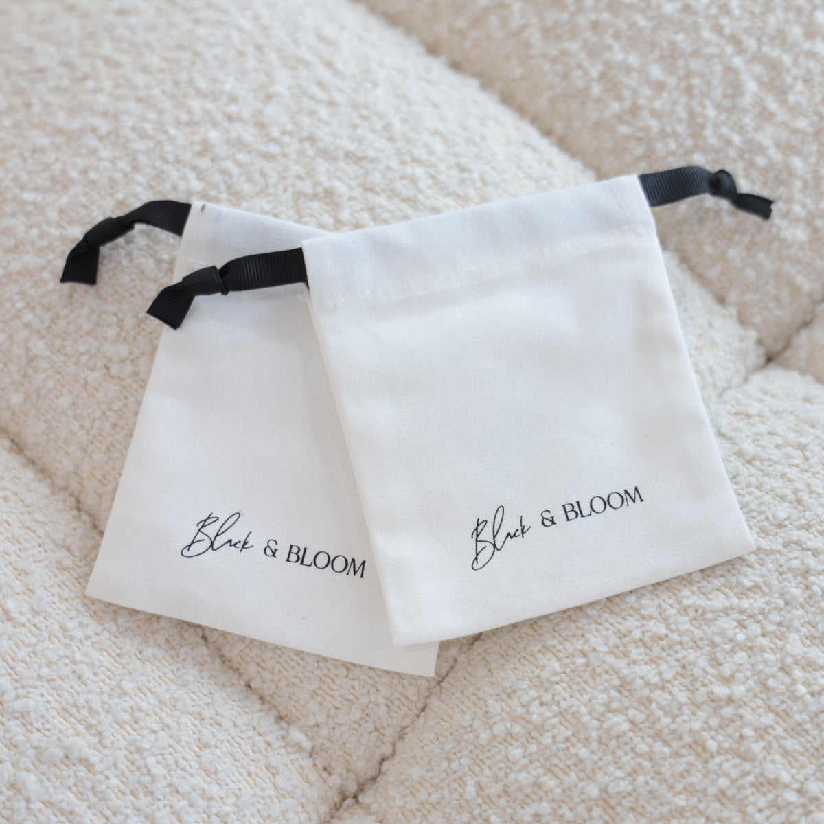 Linen Pouch - Black & Bloom