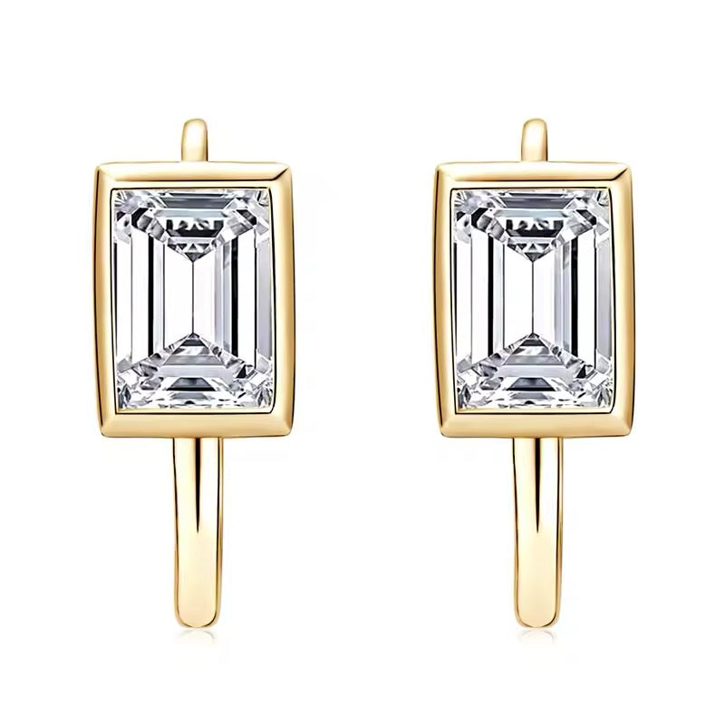 EMERALD HOOP MOISSANITE EARRINGS GOLD - Black & Bloom