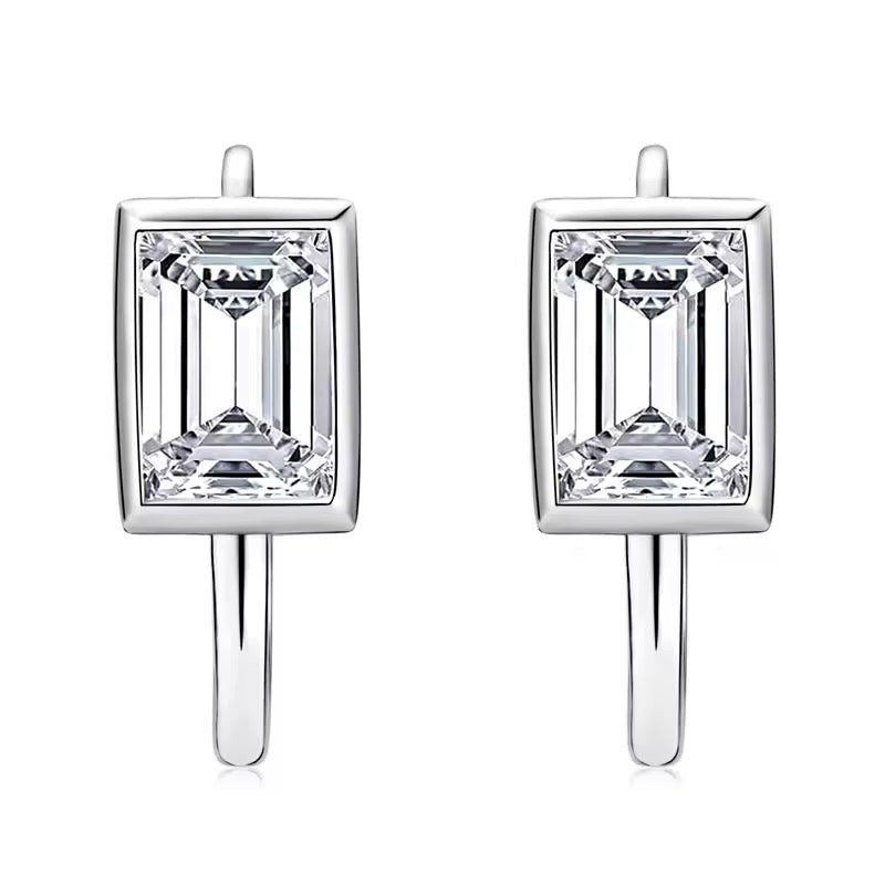 EMERALD HOOP MOISSANITE EARRINGS SILVER - Black & Bloom
