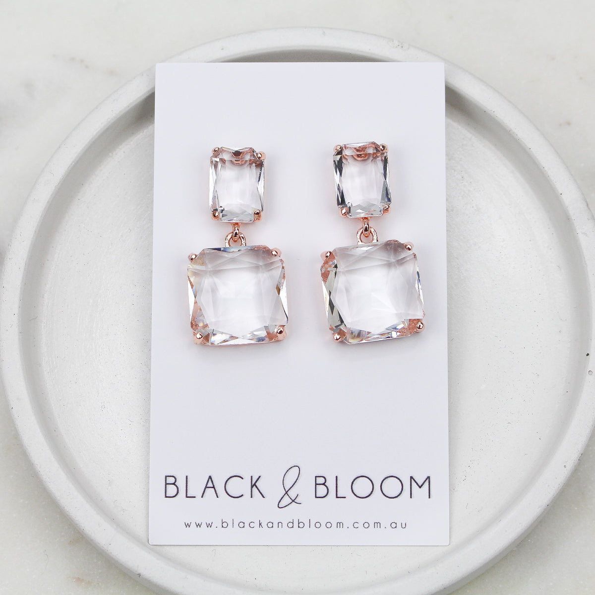 BRONTE EARRINGS ROSE GOLD - Black & Bloom
