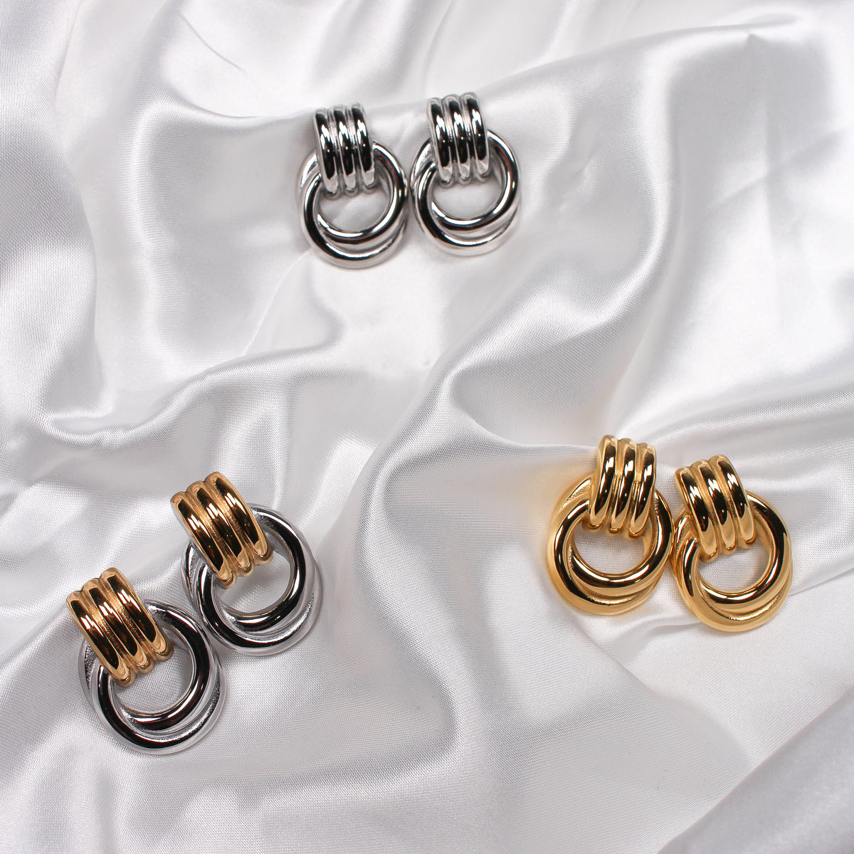 ALLIAGE EARRINGS -  TWO-TONE - Black & Bloom