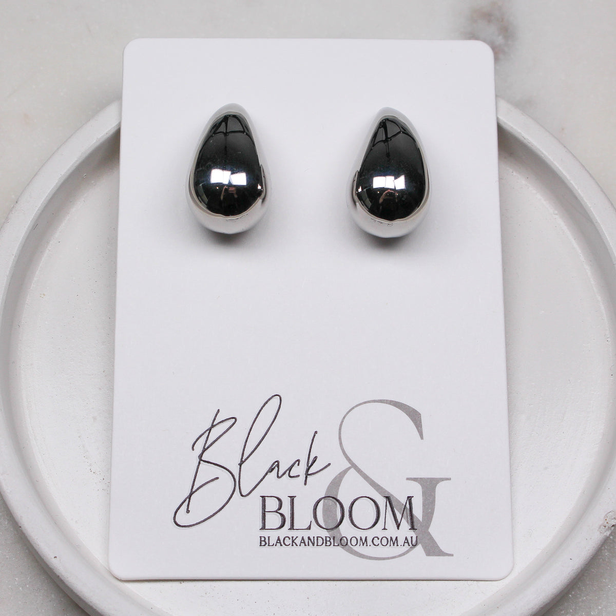 AVA EARRINGS SILVER - Black & Bloom