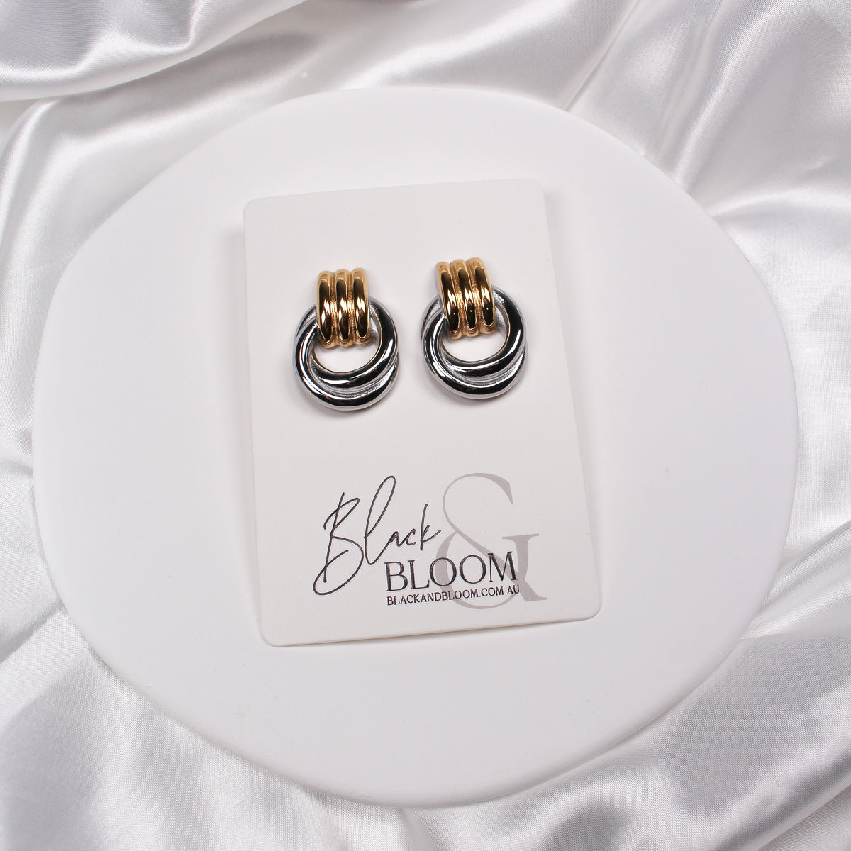 ALLIAGE EARRINGS -  TWO-TONE - Black & Bloom