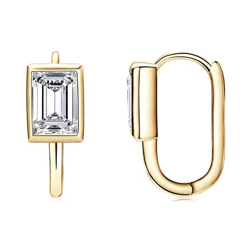 EMERALD HOOP MOISSANITE EARRINGS GOLD - Black & Bloom